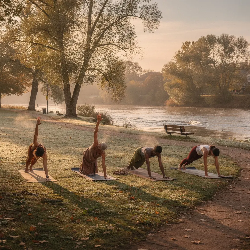 Mężczyzna wykonujący asanę w pięknym ogrodzie kwiatowym.